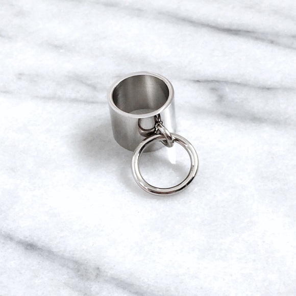 Wide Stainless Steel Bondage Style Ring - Picture 2 of 8